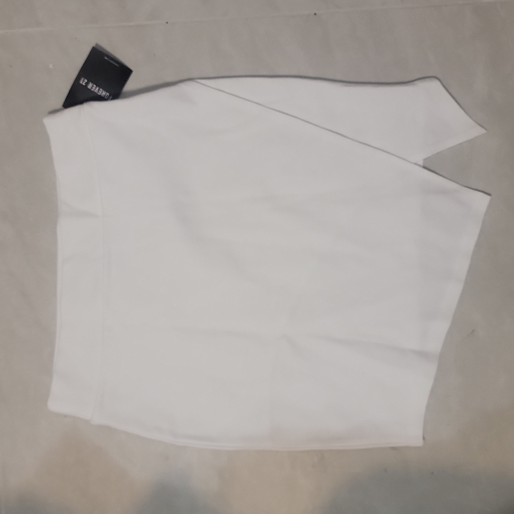 NWT Forever 21 White Stretchy Split Hem Skirt